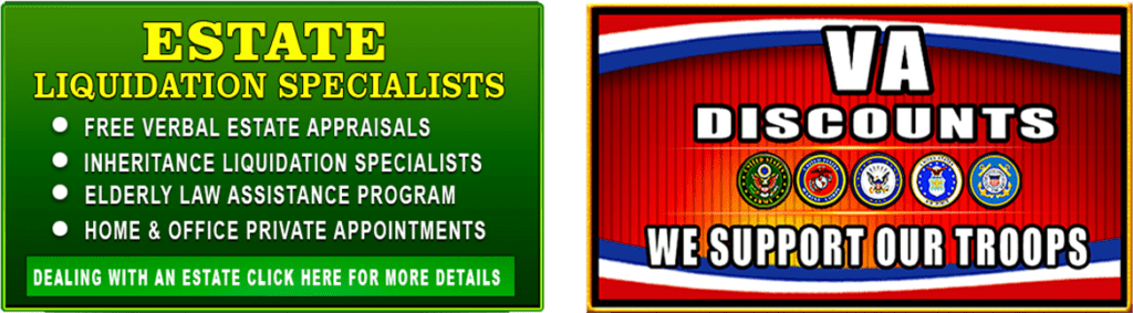 Estate liquidation and VA discounts advertisement.