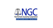 Logo of Numismatic Guaranty Corporation with scales and authorization text.