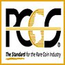 Logo of PCGS, a coin grading service.