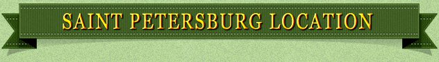 Saint Petersburg Location banner on green background.